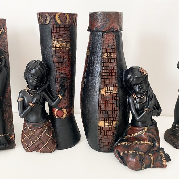 Vintage African Tribal Carved Figurine & Decor Set – 6 Pieces - Picture 3 of 6